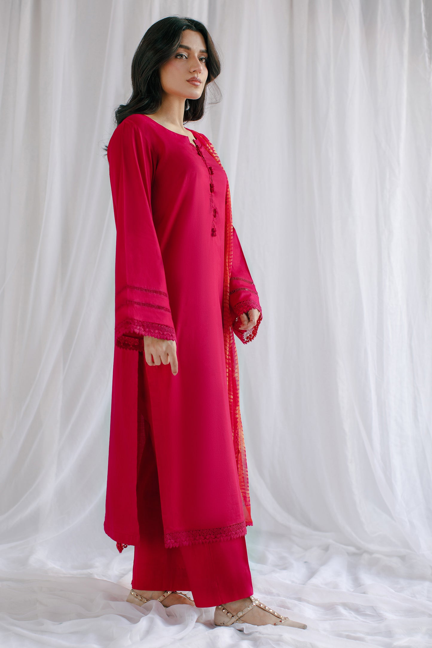 Ethereal Elegance | 3-Piece Stitched Lawn Suit With Tie-and-Dye Dupatta