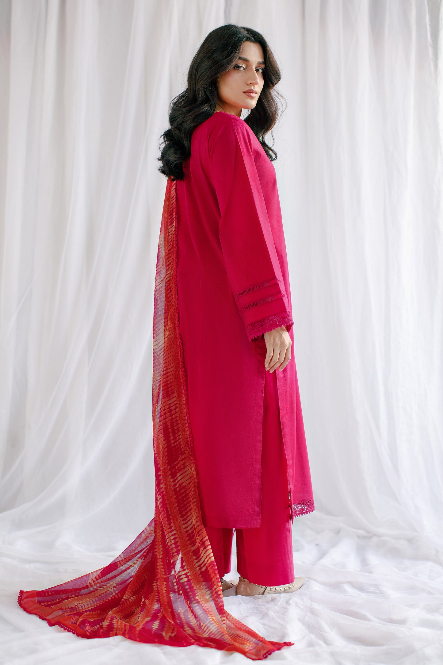 Ethereal Elegance | 3-Piece Stitched Lawn Suit With Tie-and-Dye Dupatta
