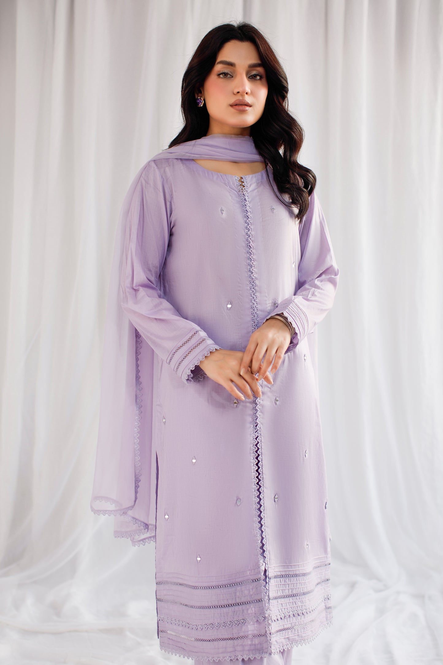 Evening Glow | 3-Piece Lawn Suit With Mirror Work