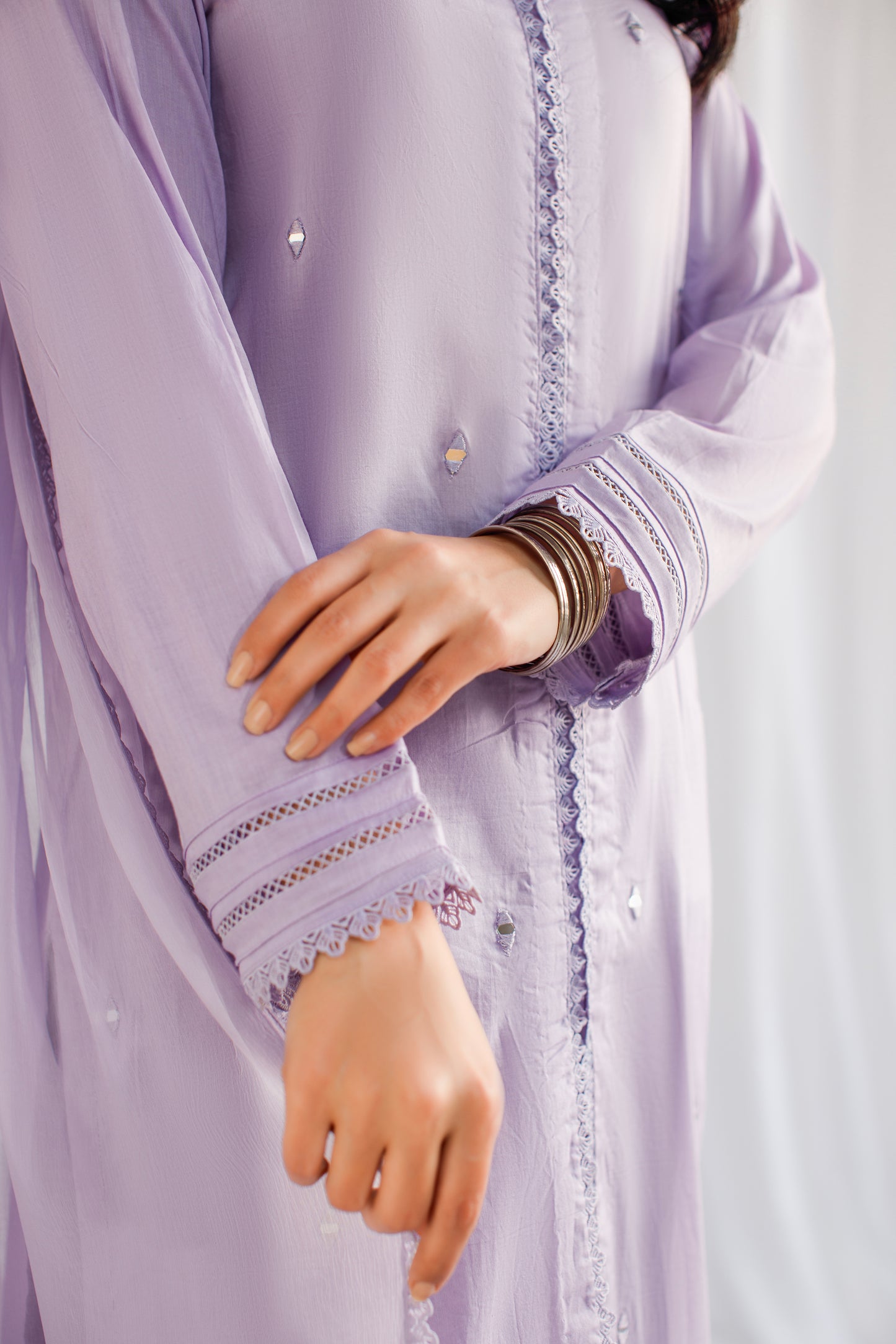 Evening Glow | 3-Piece Lawn Suit With Mirror Work