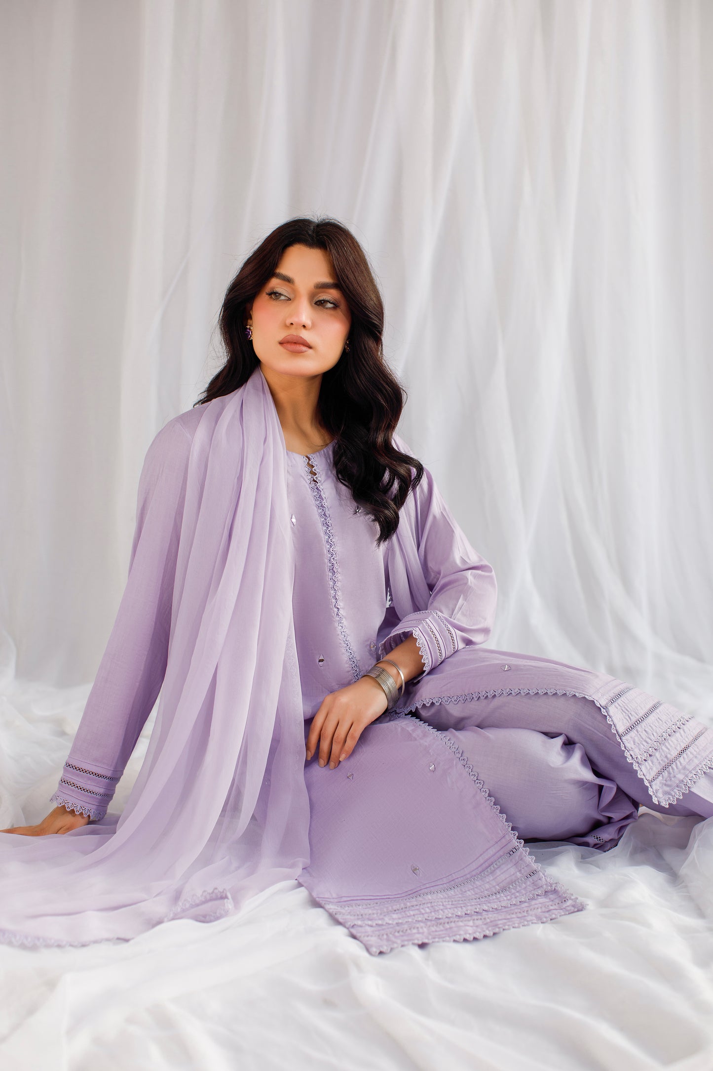 Evening Glow | 3-Piece Lawn Suit With Mirror Work