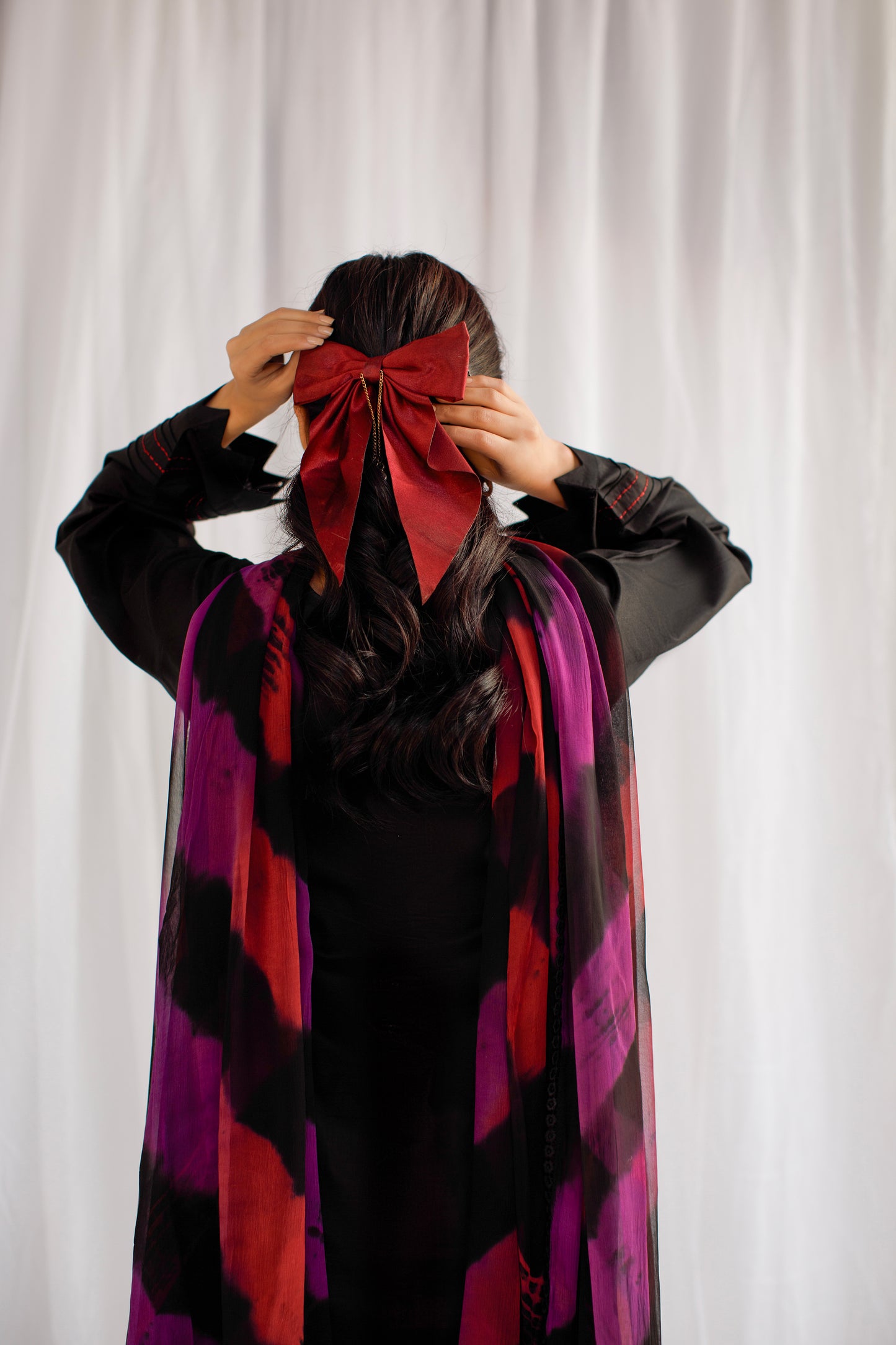 Midnight Elegance | 3-Piece Stitched Lawn Suit With Tie & Dye Dupatta