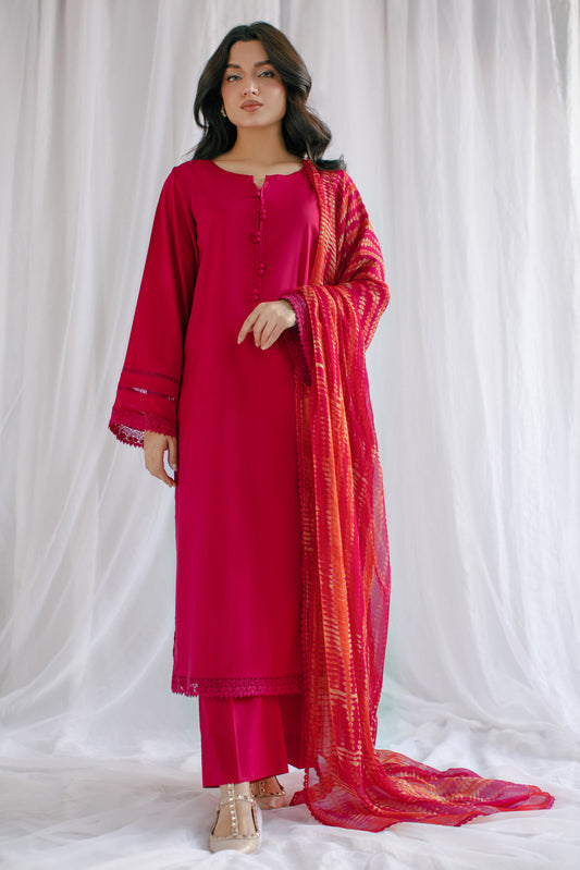 Ethereal Elegance | 3-Piece Stitched Lawn Suit With Tie-and-Dye Dupatta