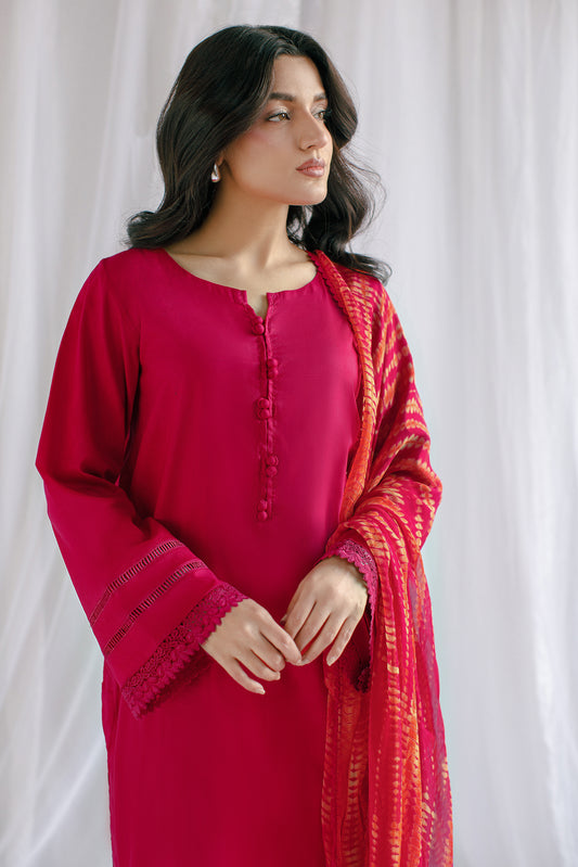 Ethereal Elegance | 3-Piece Stitched Lawn Suit With Tie-and-Dye Dupatta