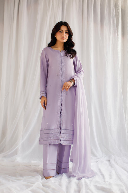 Evening Glow | 3-Piece Lawn Suit  With Mirror Work