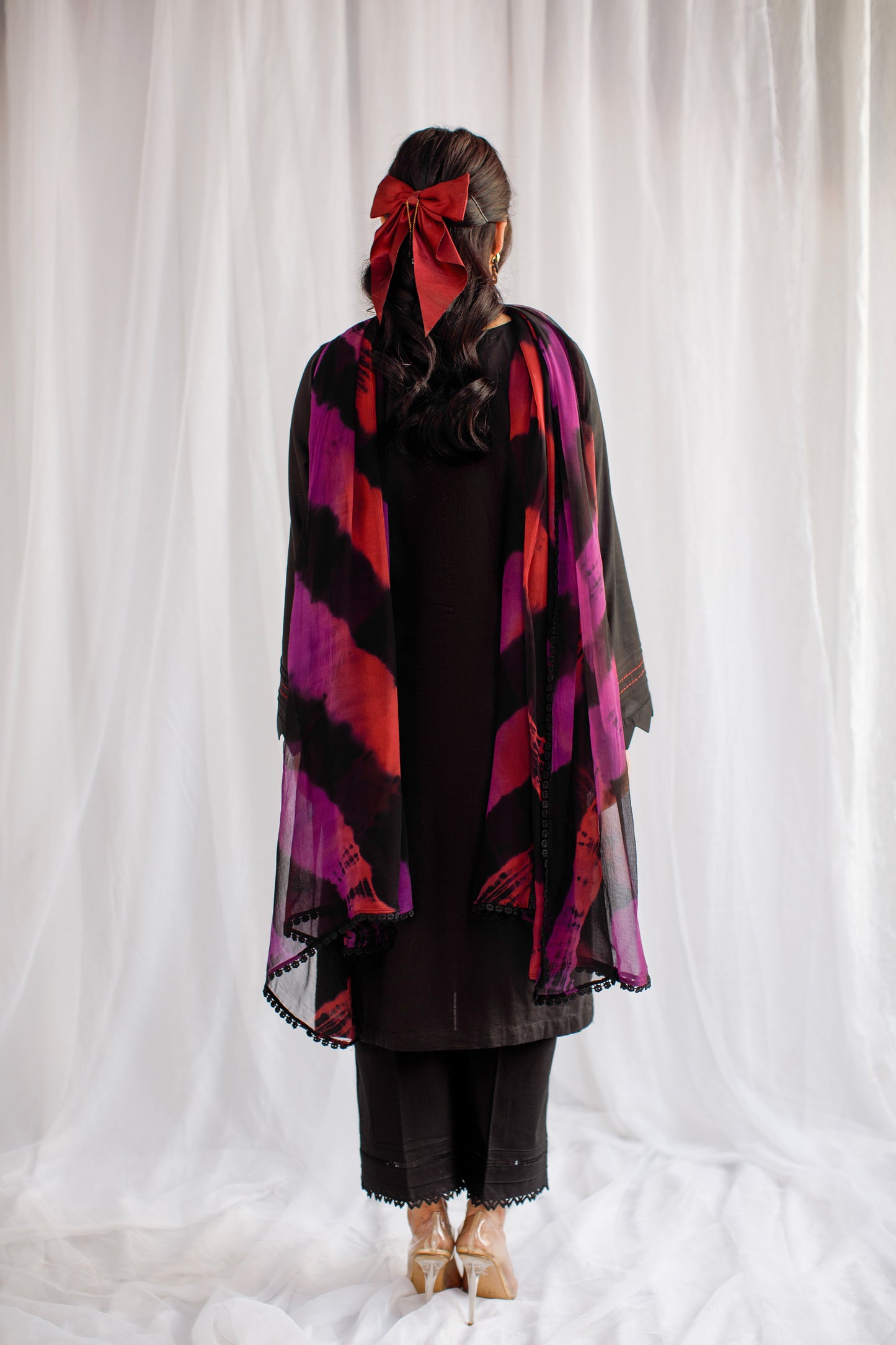 Midnight Elegance |  3-Piece Stitched Lawn Suit With Tie & Dye Dupatta